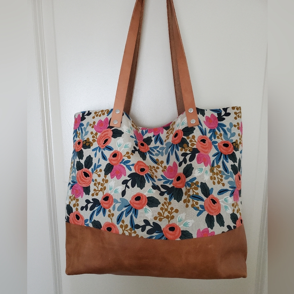 EUC Rifle Paper Co. Canvas and Leather Tote Bag